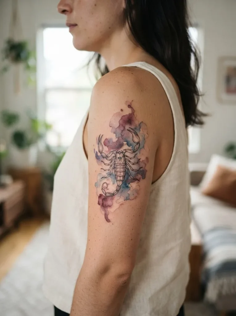 20. Watercolor Scorpio Tattoo
