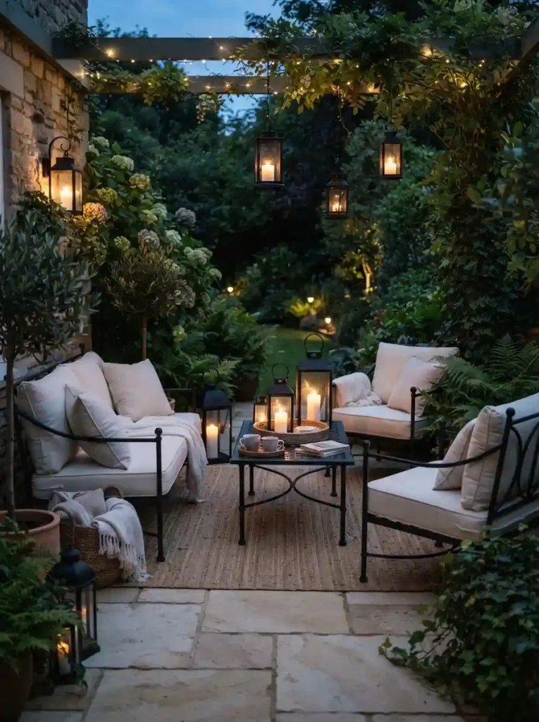 21. Black Lanterns With White Candles