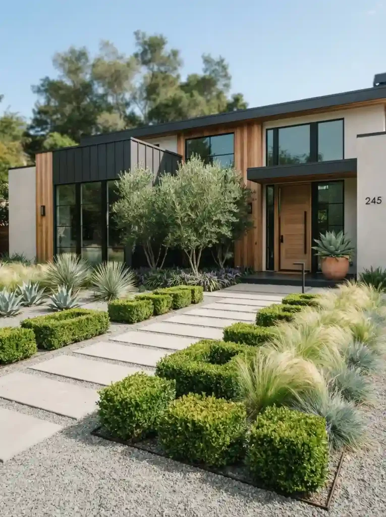 21. Create a Modern Front Garden With Repeated Shapes