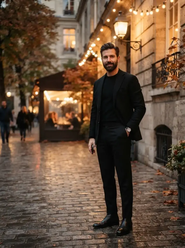 21. Elevated All-Black Evening Look