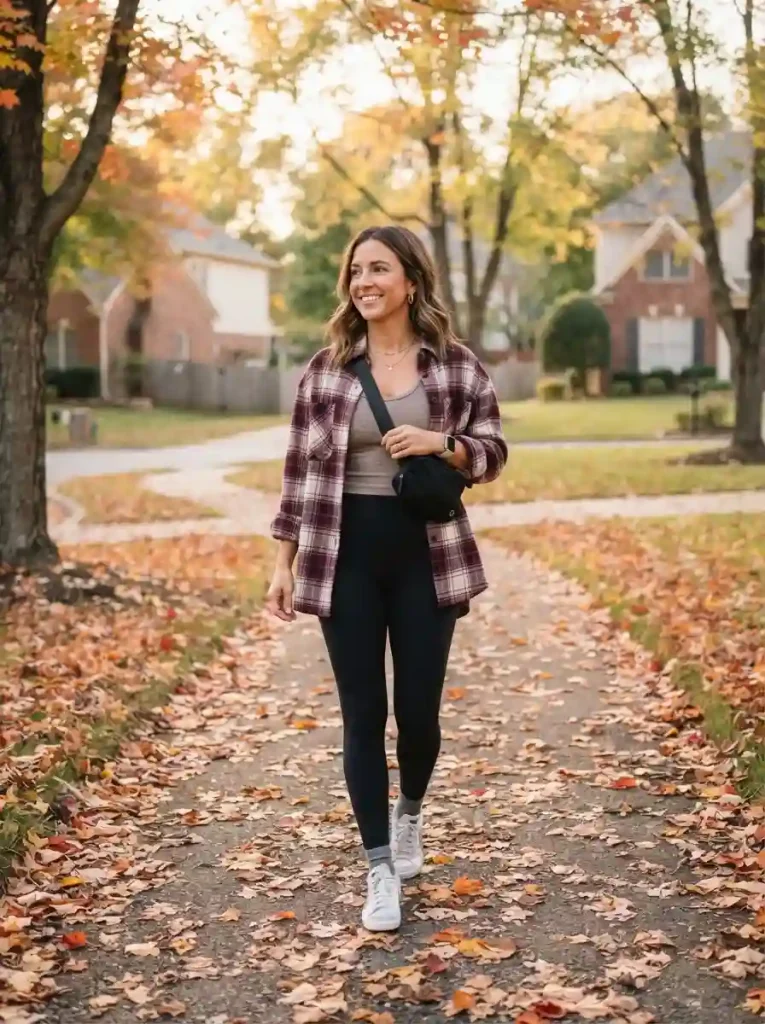 21. Flannel Shirt over an Athletic Set