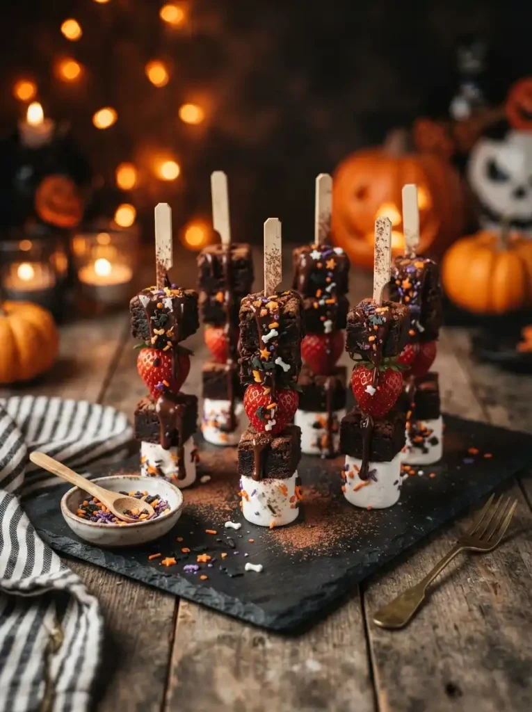 21. Halloween Brownie Skewers