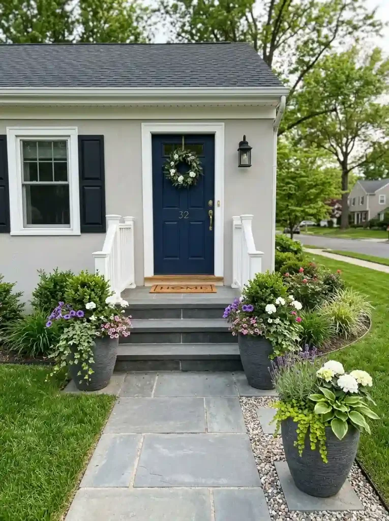 21. Use repeated planters to create a polished entrance