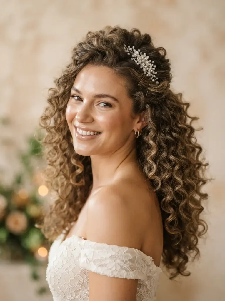22. Curly Half Up Half Down With Volume