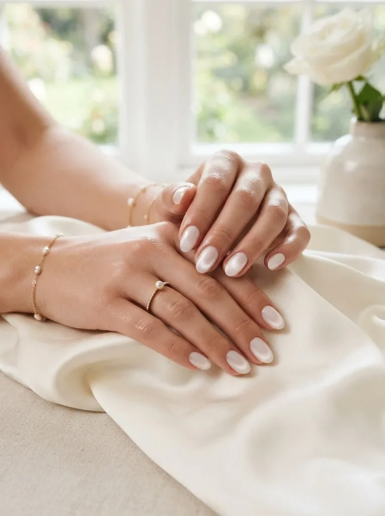 22. Milky White Velvet Nails