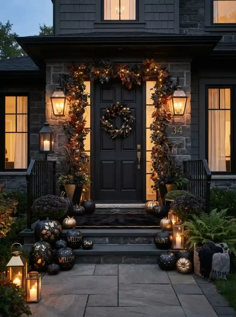 23. Black and Gold Halloween Decor