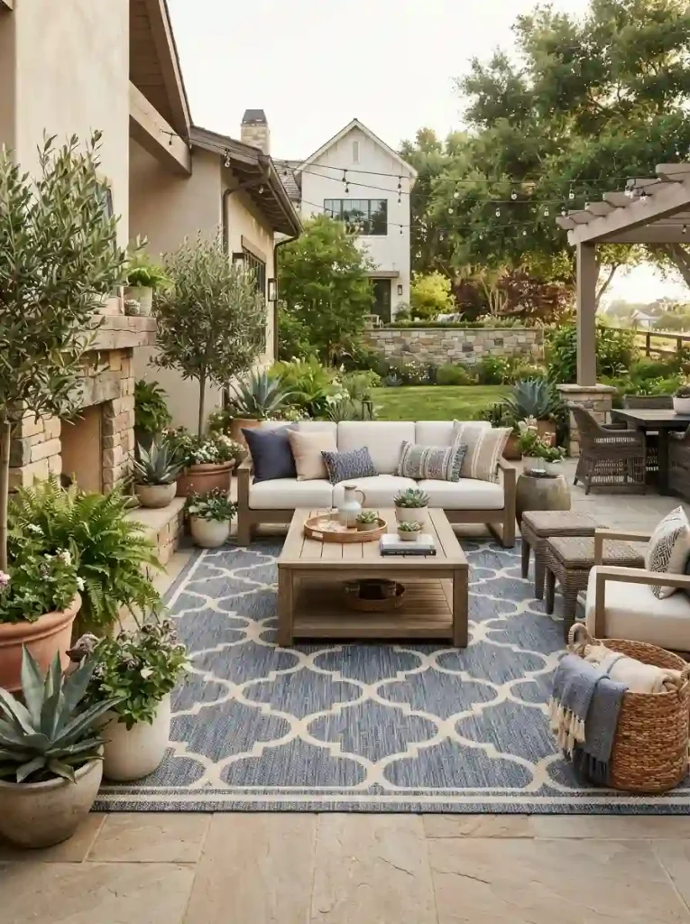 24. Connect everything with a beautiful outdoor rug