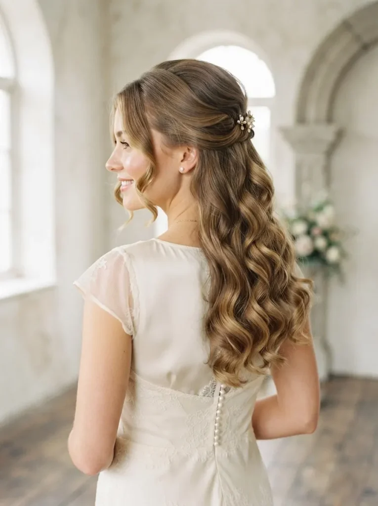 25. Classic Half Up Half Down With a Soft Finish