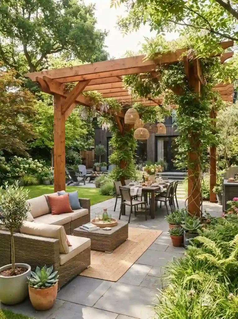 3. Add a pergola to define the entertaining zone
