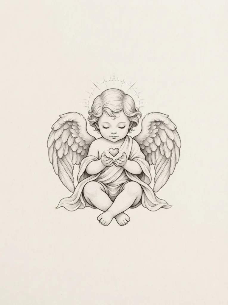 3. Baby Angel With Heart Details