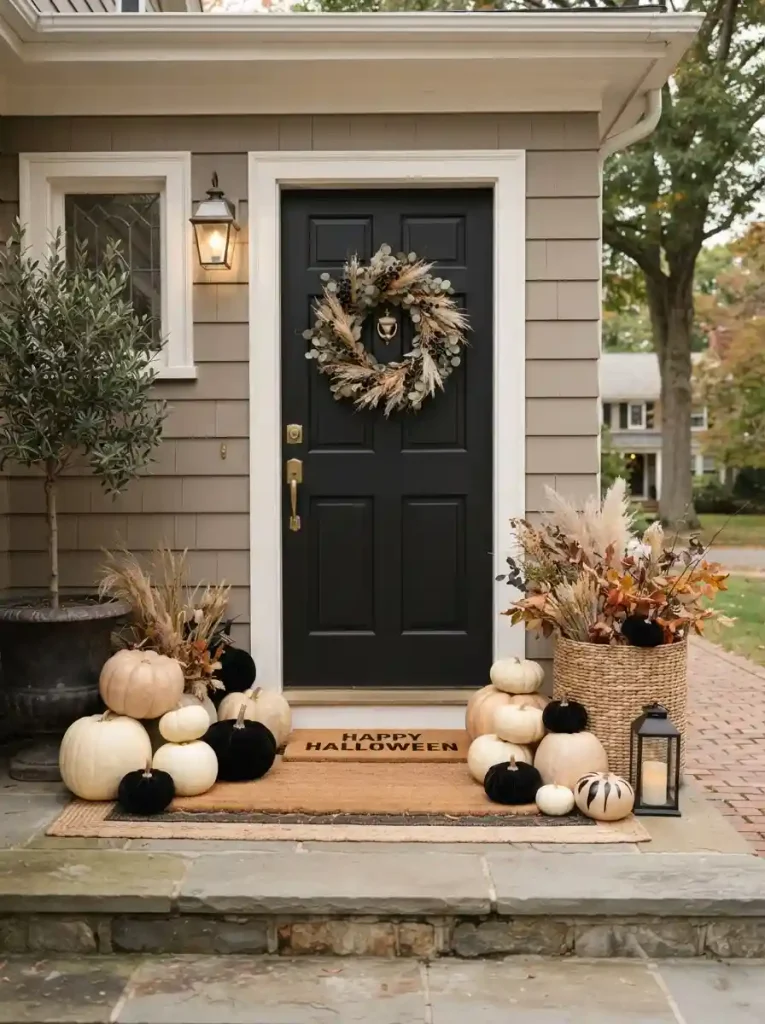 3. Black and Cream Pumpkin Display