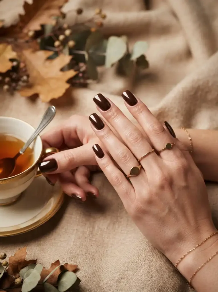 3. Chocolate Brown Chrome Nails