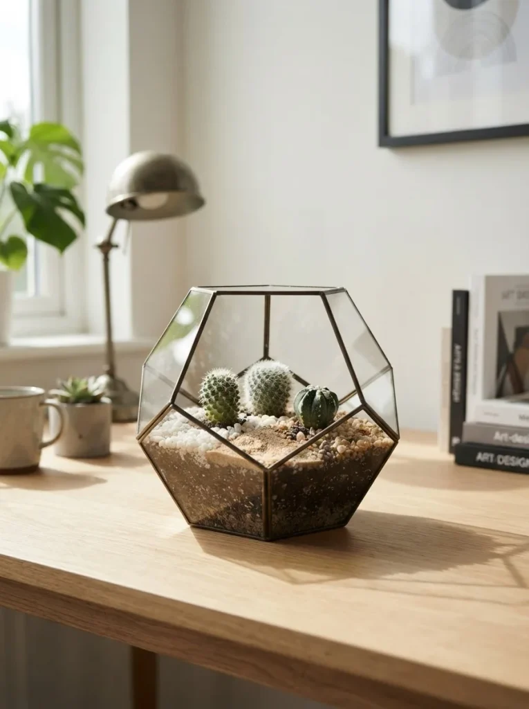 3. Geometric Cactus Terrarium