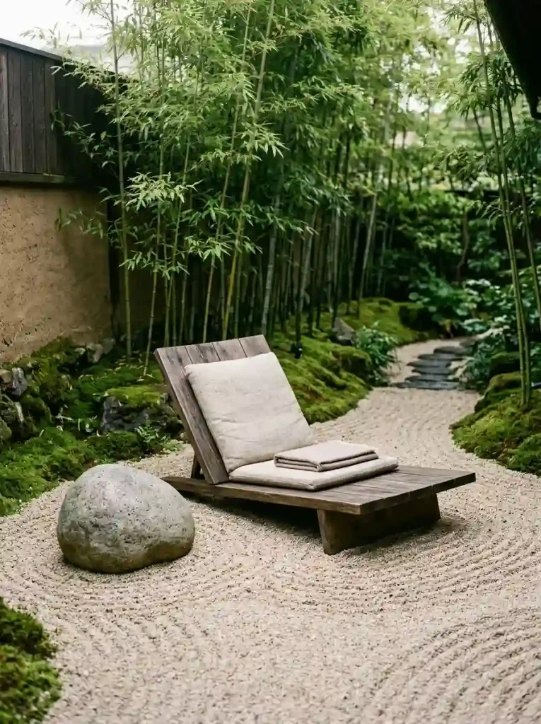 3. Gravel zen lounge with low lounge chair