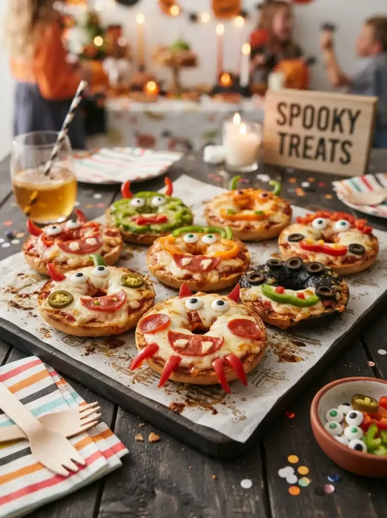 3. Halloween Monster Pizza Bagels