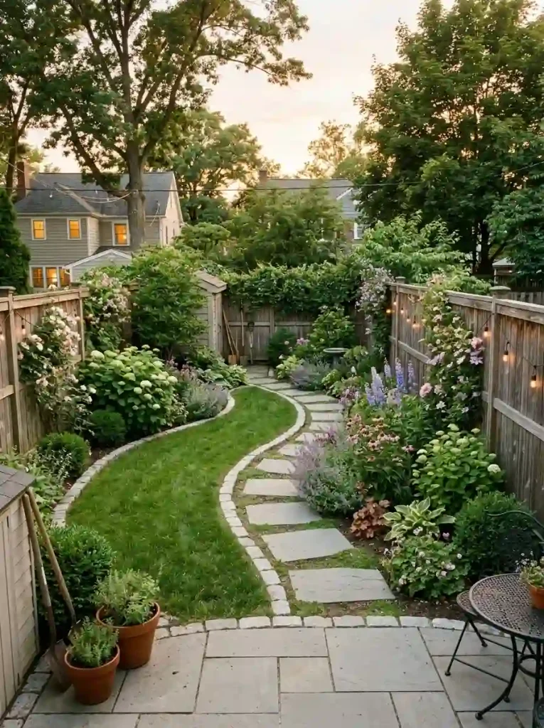 3. Make a narrow backyard feel wider with curved planting lines
