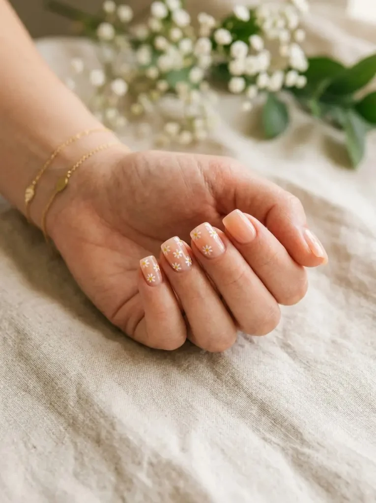 3. Mini Daisy Nails