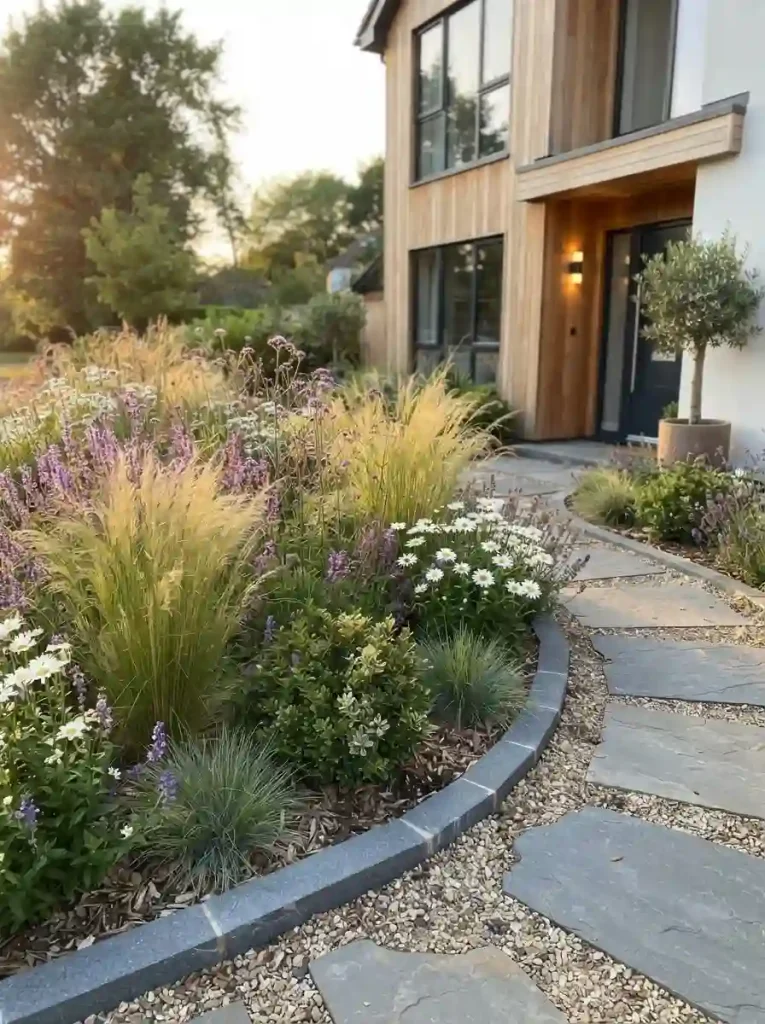 3. Mix Ornamental Grasses With Flowering Perennials