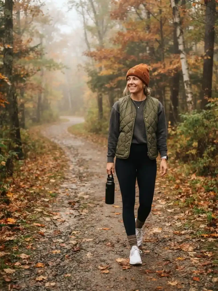 3. Quilted Vest over a Cozy Sweatshirt