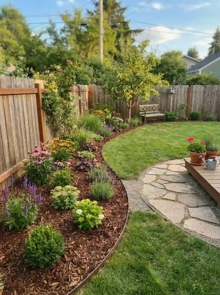 3. Use mulch to create inexpensive defined garden beds
