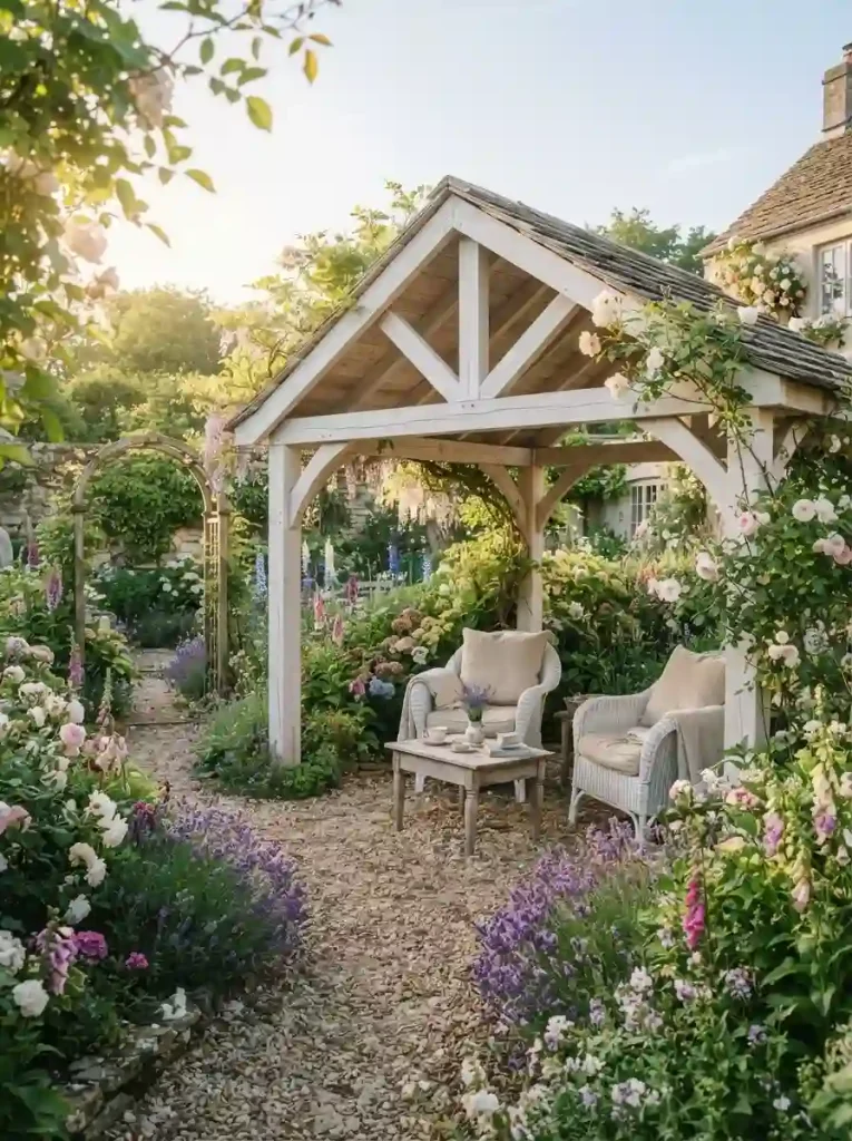 3. Whitewashed Pergola for a Breezy Garden Retreat