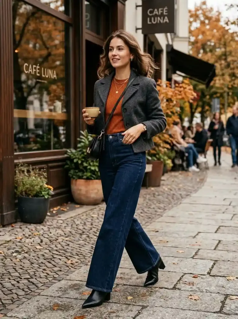 3. Wide-Leg Jeans with Pointed Boots