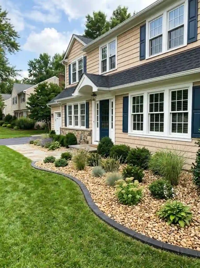 4. Build a Decorative Stone Bed Along the Foundation