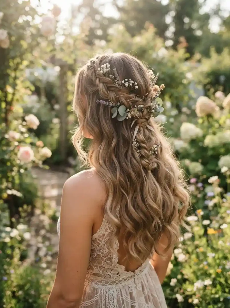 4. Delicate Braided Half Updo
