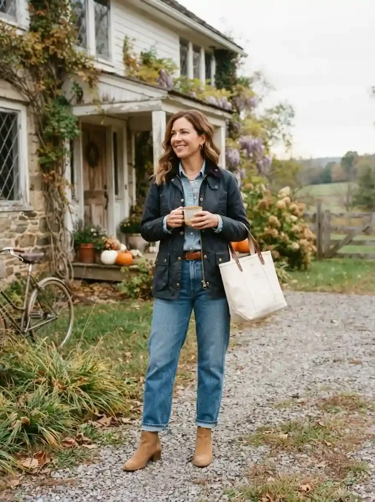 4. Denim-on-Denim With a Barn Jacket
