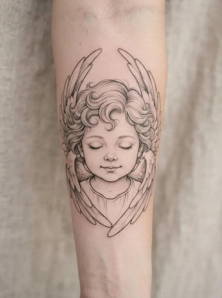 4. Fine-Line Baby Angel Portrait