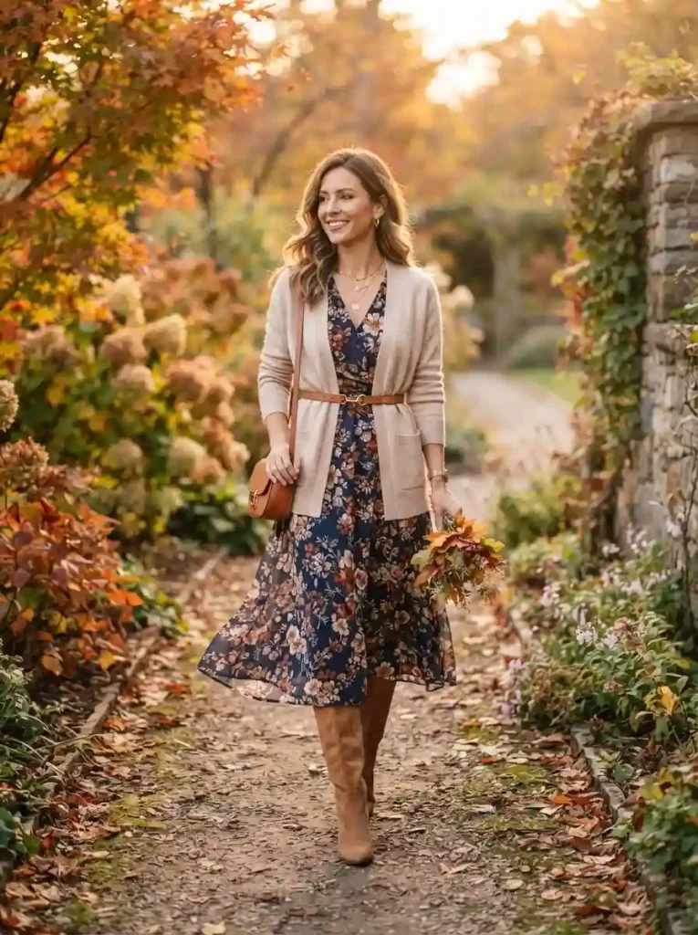 4. Knee High Boots With a Midi Dress