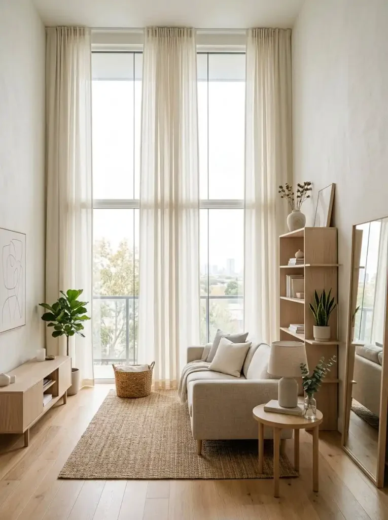 4. Let your curtains start close to the ceiling