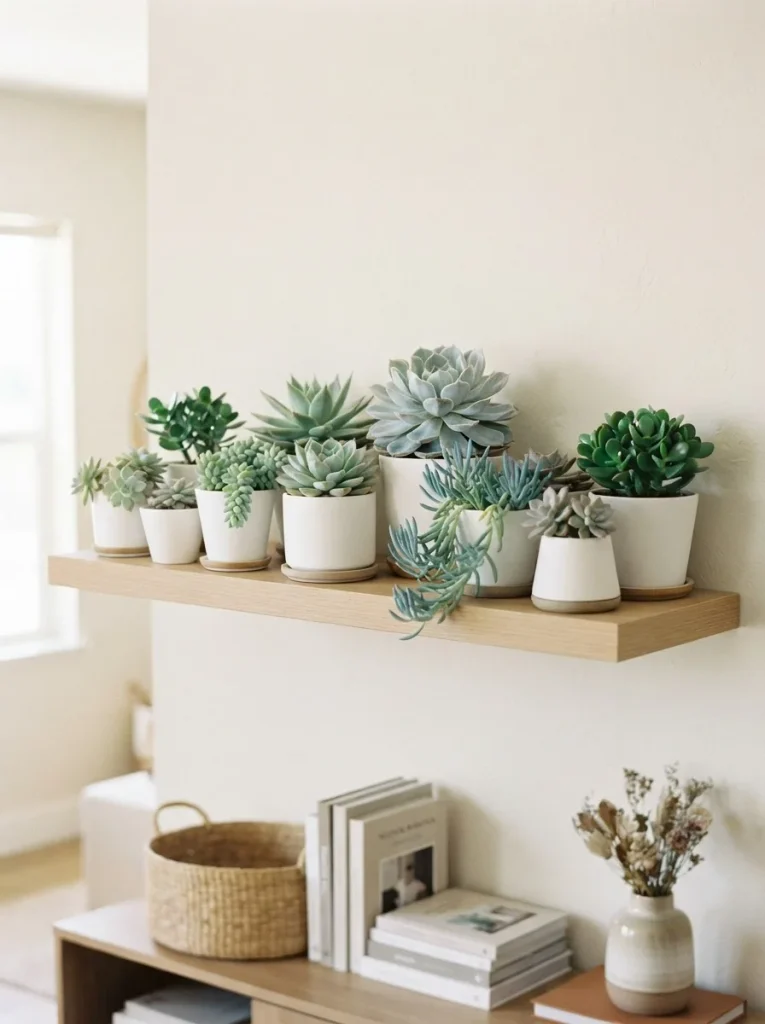 4. Monochrome White Pot Succulent Grouping