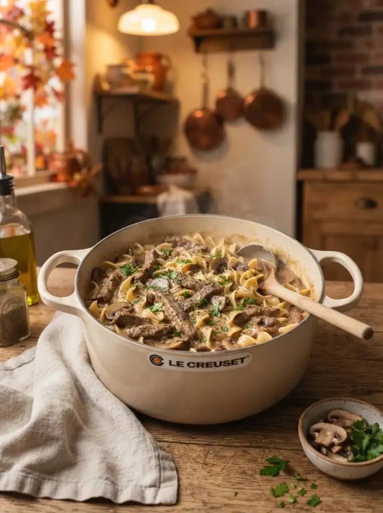 4. One-Pot Beef and Mushroom Stroganoff