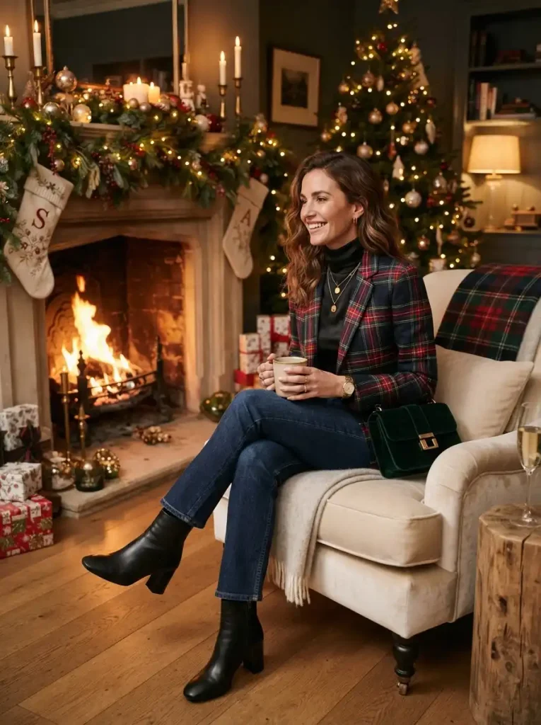 4. Plaid Blazer Holiday Look