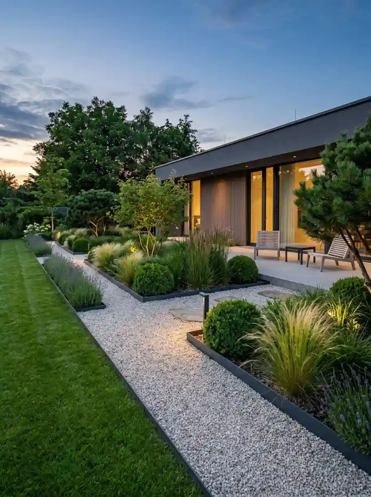 4. Sleek Metal Edging for a Modern Landscape