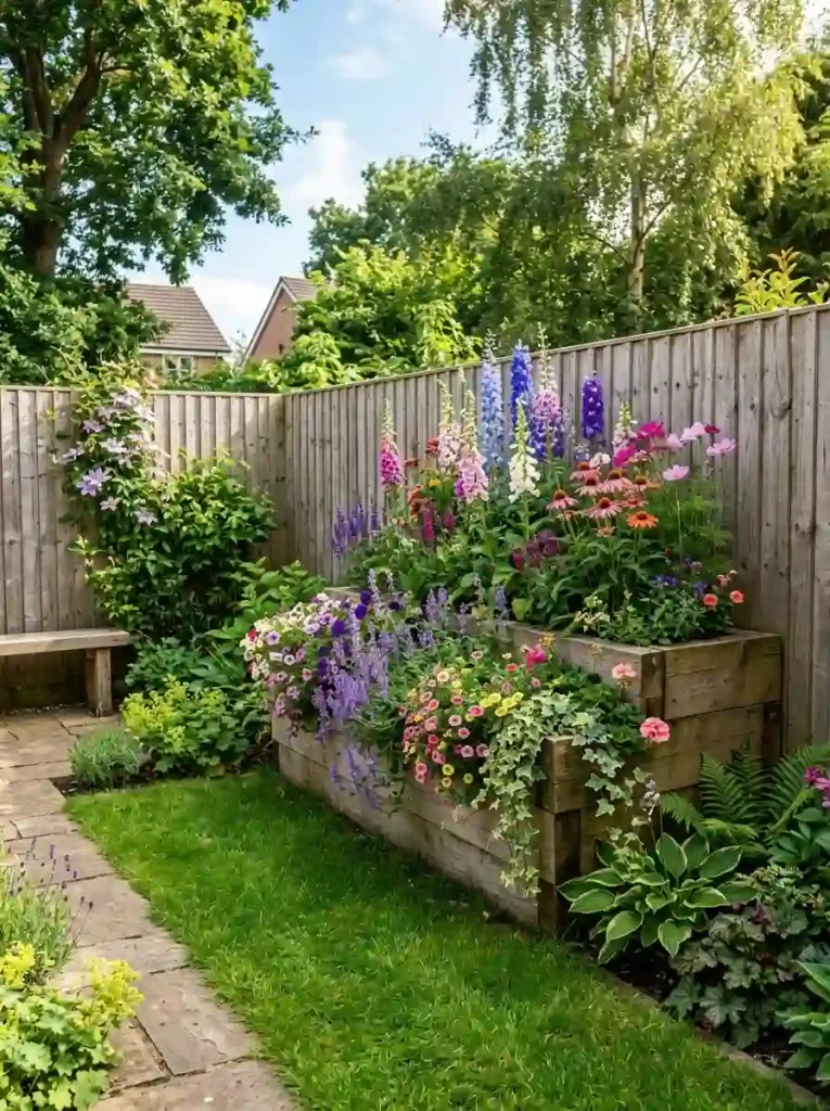 4. Two-Level Beds for More Flowers Without More Floor Space