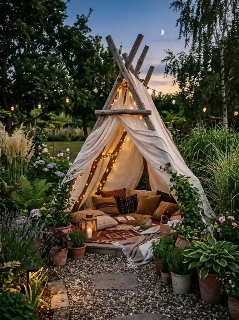 5. A-frame wooden teepee chill spot