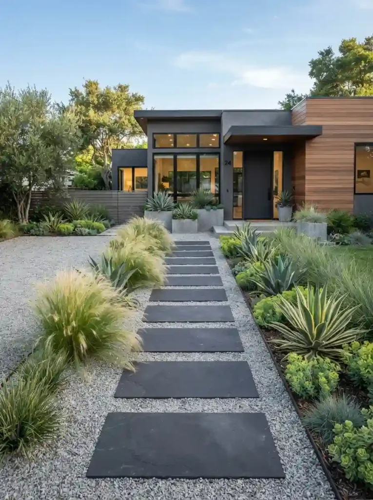 5. Design a Modern Gravel Garden With Sculptural Plants
