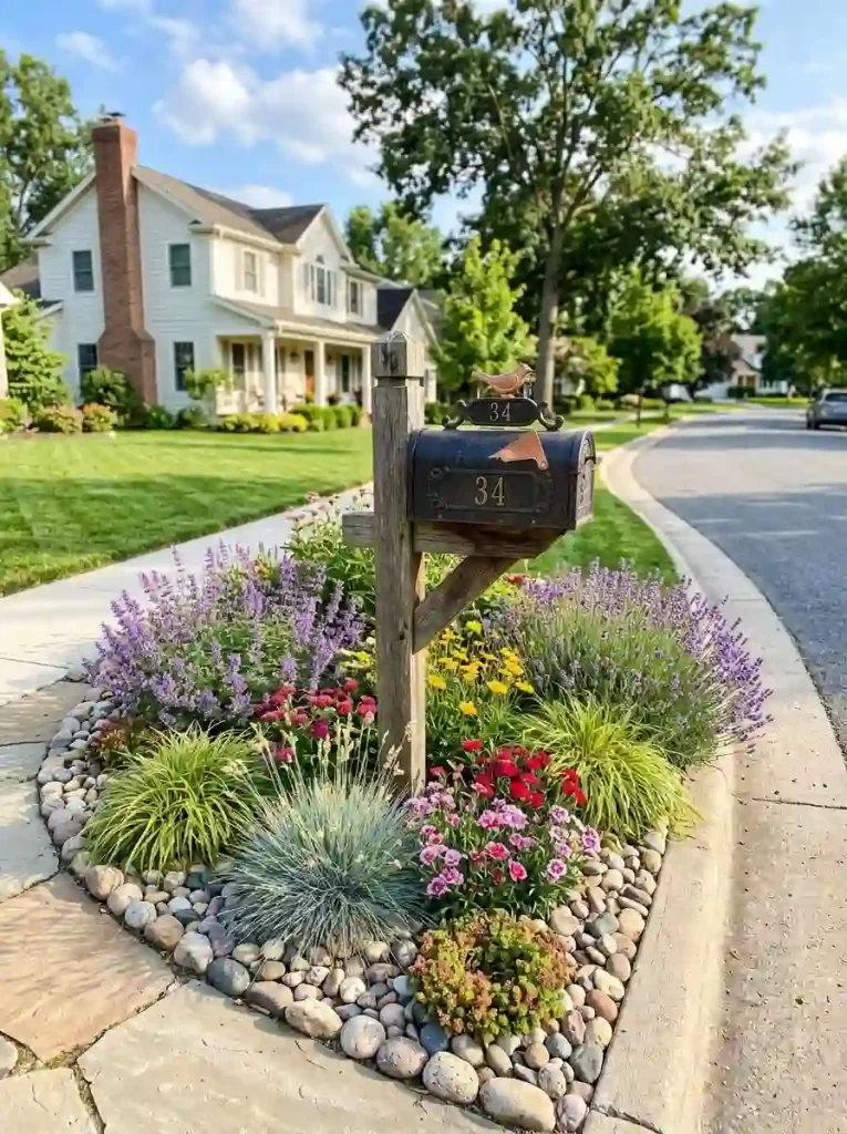5. Flower-Filled Mailbox Garden
