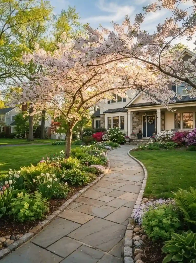 5. Frame the Sidewalk With Flowering Trees