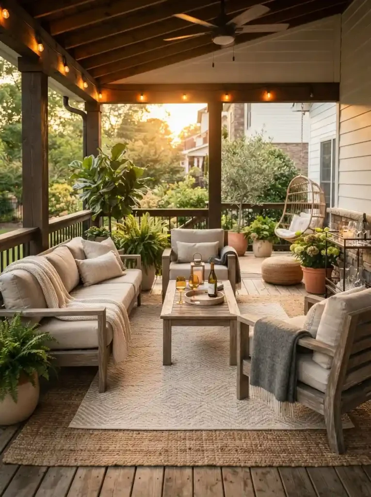 5. Layered Outdoor Rugs
