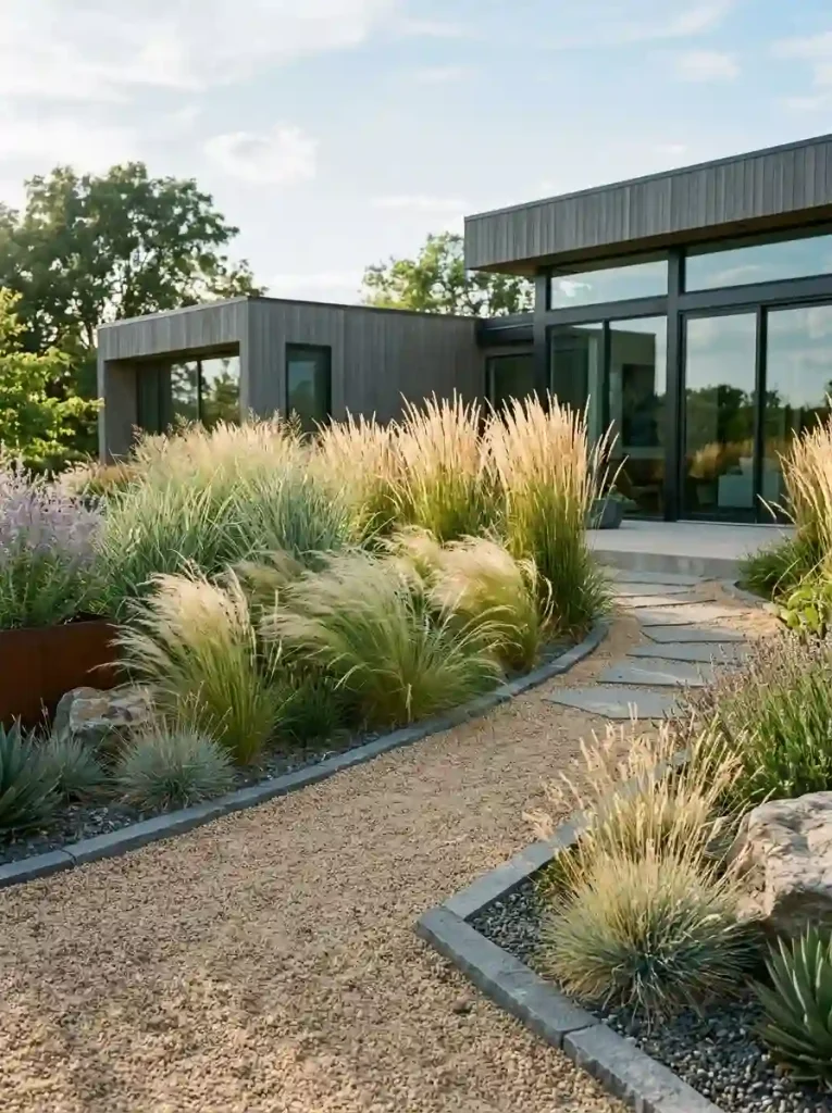 5. Make a Gravel Garden With Ornamental Grasses