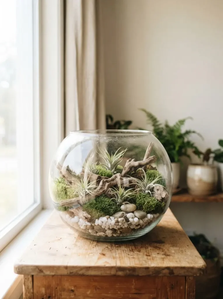 5. Repurposed Fishbowl Air Plant Garden