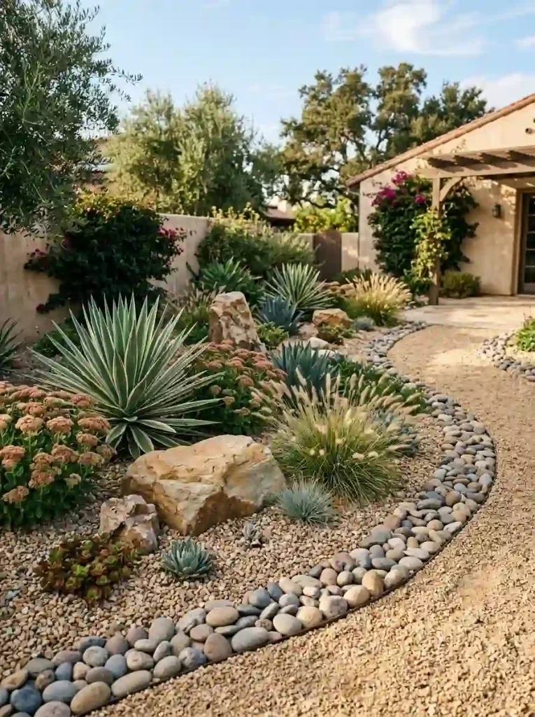5. River Rock and Gravel Combination
