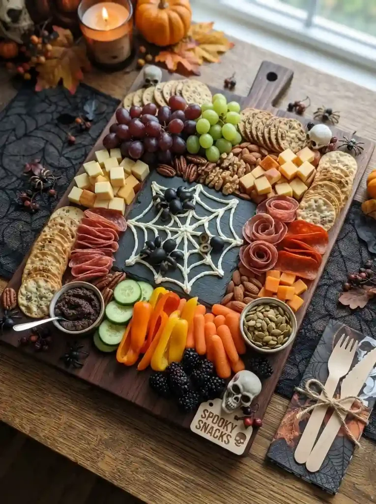 5. Spider-Themed Charcuterie Board