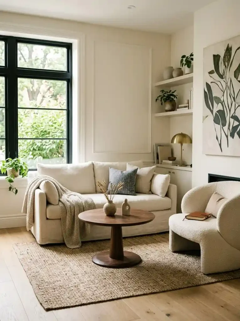 5. Use a round dining-style table as your coffee table