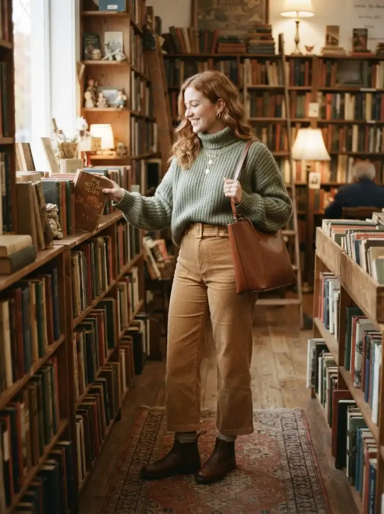 6. Chunky Sweater with Corduroy Pants
