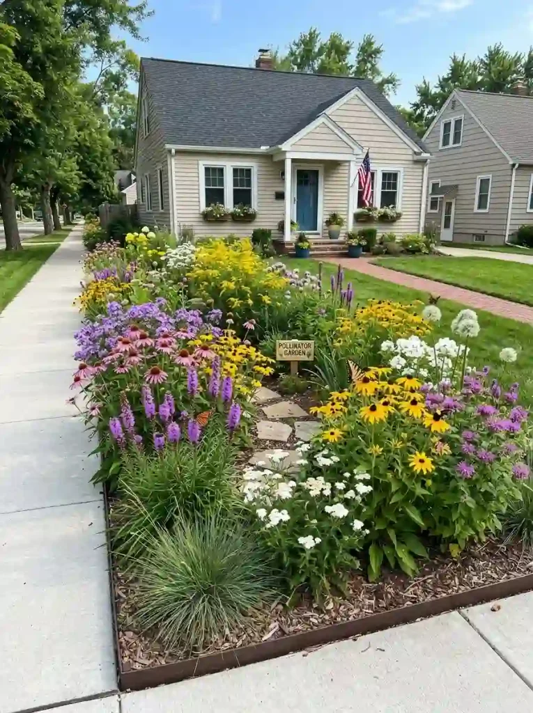 6. Create a narrow pollinator garden along the sidewalk