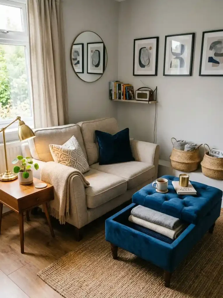 6. Create hidden storage inside the seating area